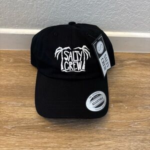 Salty Crew Womens Postcard Dad Hat All Black Strap back New With Tags
